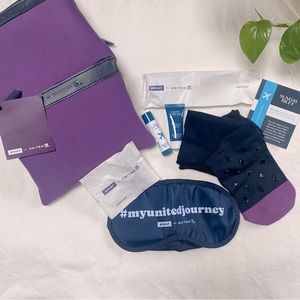 New UNITED AIRLINES x AWAY Sunday Riley Purple Travel Amenity Kit